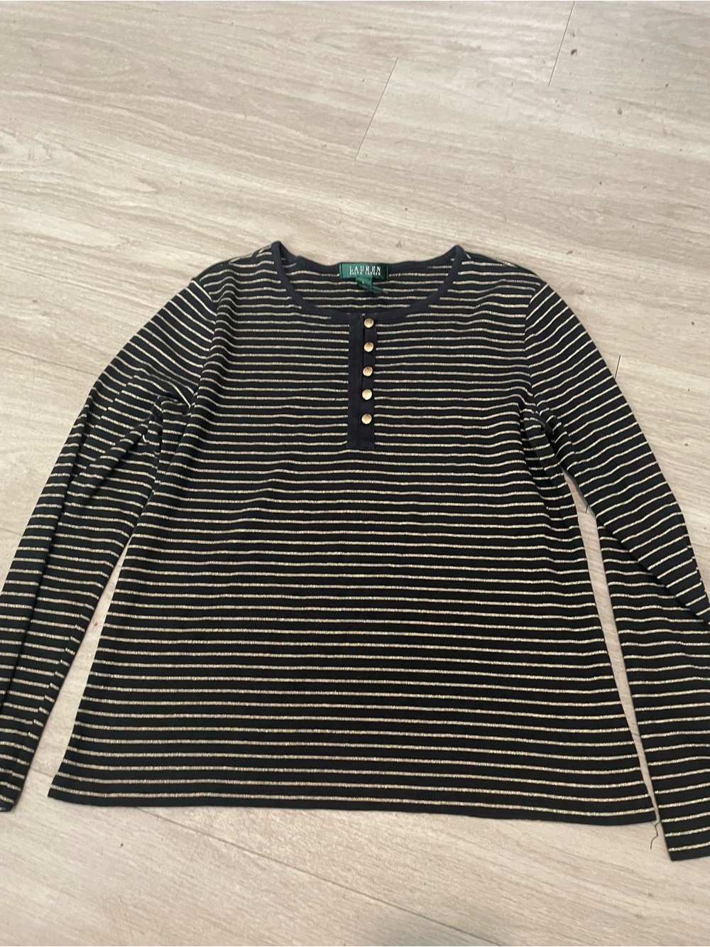 Ralph Lauren Black and Striped Henley top